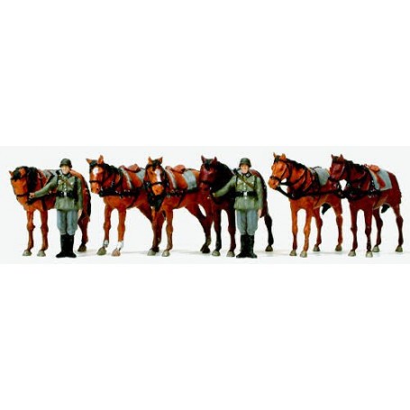  2 figurines soldats + 6 chevaux