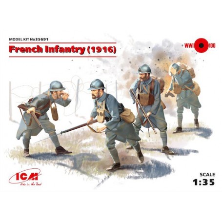 Figurine Infanterie française (1916) (4 chiffres) (Première Guerre mondiale) (100% de nouveaux moules)